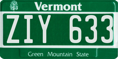 VT license plate ZIY633