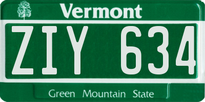 VT license plate ZIY634