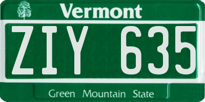 VT license plate ZIY635