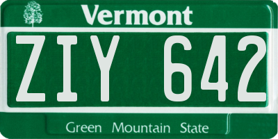 VT license plate ZIY642