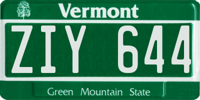 VT license plate ZIY644