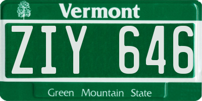 VT license plate ZIY646
