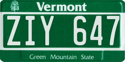 VT license plate ZIY647
