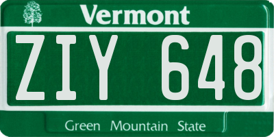 VT license plate ZIY648