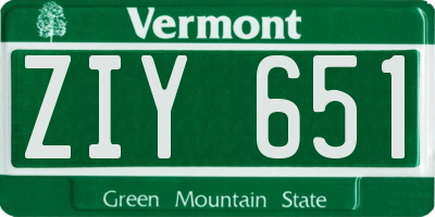 VT license plate ZIY651