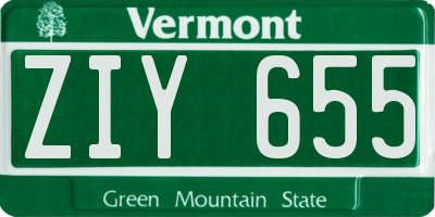 VT license plate ZIY655