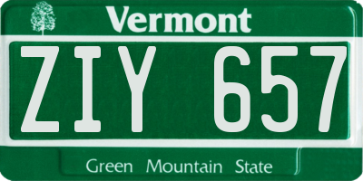VT license plate ZIY657