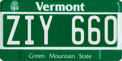 VT license plate ZIY660