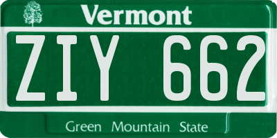 VT license plate ZIY662
