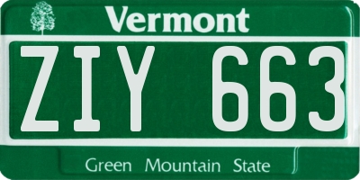 VT license plate ZIY663