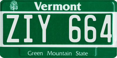 VT license plate ZIY664