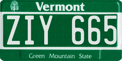 VT license plate ZIY665