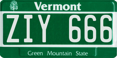 VT license plate ZIY666