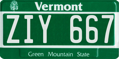 VT license plate ZIY667