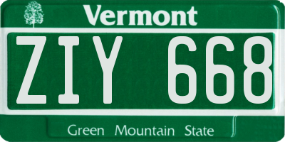 VT license plate ZIY668