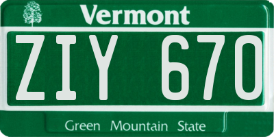 VT license plate ZIY670