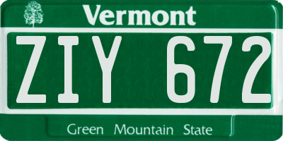 VT license plate ZIY672