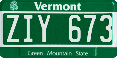 VT license plate ZIY673
