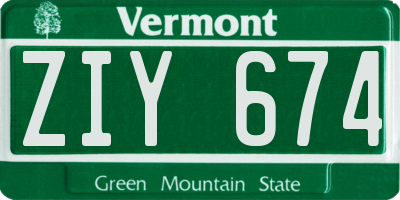 VT license plate ZIY674