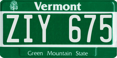 VT license plate ZIY675