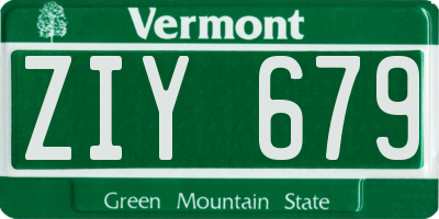 VT license plate ZIY679