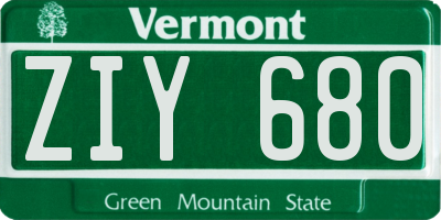 VT license plate ZIY680