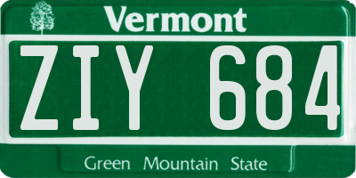 VT license plate ZIY684
