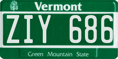 VT license plate ZIY686