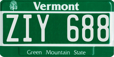 VT license plate ZIY688