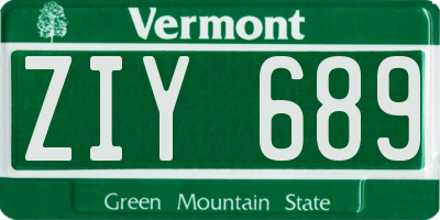 VT license plate ZIY689