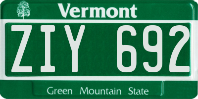 VT license plate ZIY692