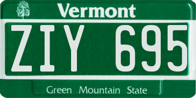 VT license plate ZIY695