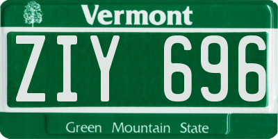 VT license plate ZIY696