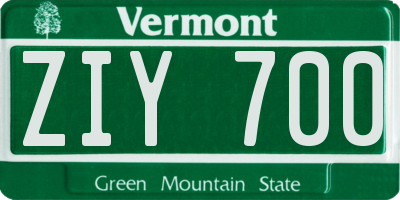 VT license plate ZIY700