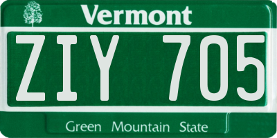VT license plate ZIY705