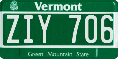 VT license plate ZIY706