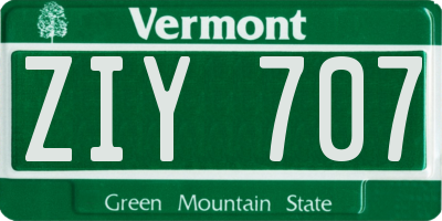 VT license plate ZIY707