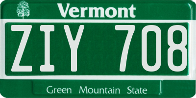 VT license plate ZIY708