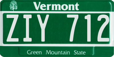 VT license plate ZIY712