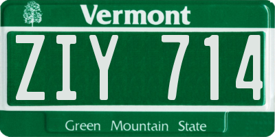 VT license plate ZIY714