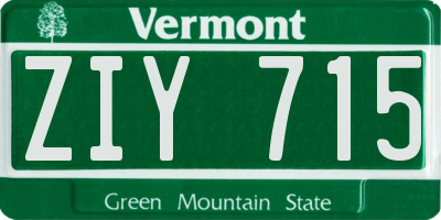VT license plate ZIY715