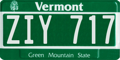 VT license plate ZIY717