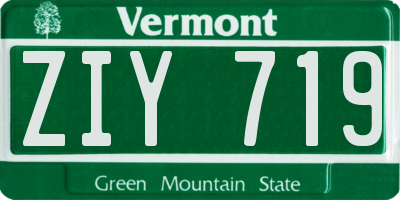 VT license plate ZIY719