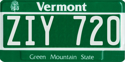 VT license plate ZIY720