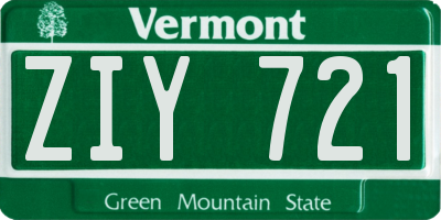 VT license plate ZIY721