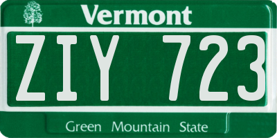 VT license plate ZIY723