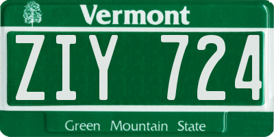 VT license plate ZIY724