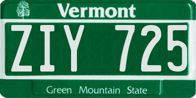VT license plate ZIY725