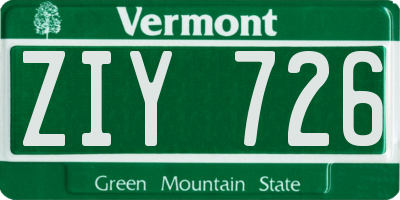 VT license plate ZIY726