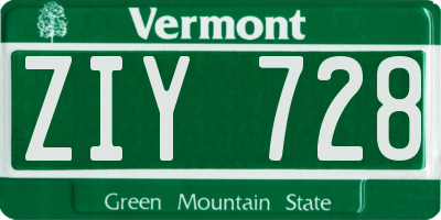 VT license plate ZIY728